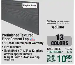 Menards Prefinished Textured Fiber Cement Lap offer