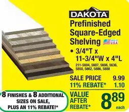 Menards Dakota Prefinished Square-Edged Shelving offer