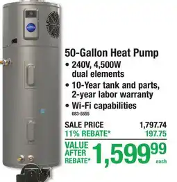 Menards 50-Gallon Heat Pump offer