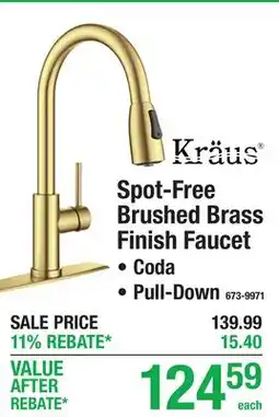 Menards Spot-Free Brushed Brass Finish Faucet offer