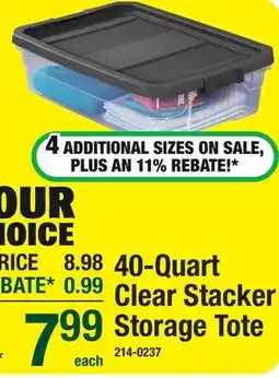 Menards 40-Quart Clear Stacker Storage Tote offer