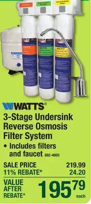 Menards 3-Stage Undersink Reverse Osmosis Filter System offer