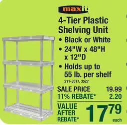 Menards 4-Tier Plastic Shelving Unit offer