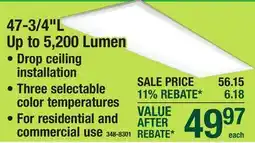 Menards 47-3/4L Up to 5,200 Lumen DIMMABLE FLAT PANELS offer