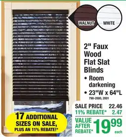 Menards 2 Faux Wood Flat Slat Blinds offer