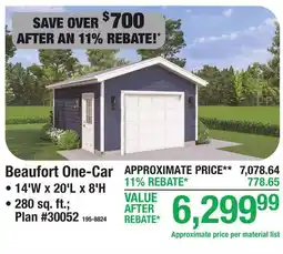 Menards Beaufort One-Car offer