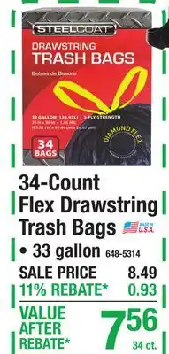 Menards 34-Count Flex Drawstring Trash Bags offer