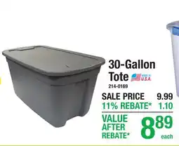 Menards 30-Gallon Tote offer