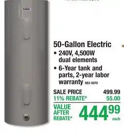 Menards 50-Gallon Electric offer