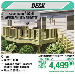 Menards Orion Deck offer