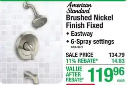 Menards Brushed Nickel Finish Fixed offer