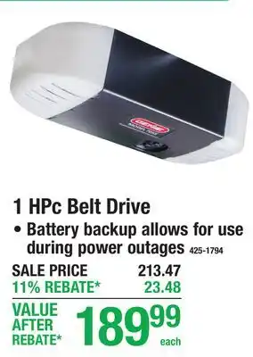 Menards 1 HPc Belt Drive offer