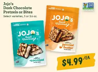 Sprouts Farmers Market Jojo's Dark Chocolate Pretzels or Bites offer