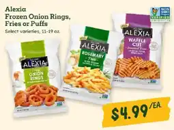 Sprouts Farmers Market Alexia Frozen Onion Rings, Fries or Puffs offer