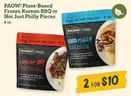 Sprouts Farmers Market PAOW! Plant-Based Frozen Korean BBQ or Not Just Philly Pieces offer