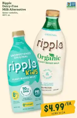 Sprouts Farmers Market Ripple Dairy-Free Milk Alternative offer
