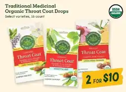 Sprouts Farmers Market Traditional Medicinal Organic Throat Coat Drops offer