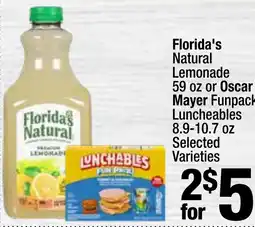 Super King Markets Florida's Natural Lemonade or Oscar Mayer Funpack Luncheables offer