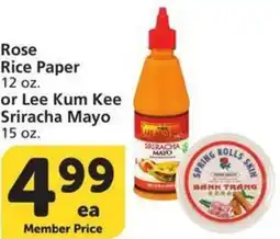 Albertsons Rose Rice Paper or Lee Kum Kee Sriracha Mayo offer