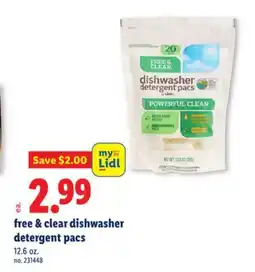 Lidl free & clear dishwasher detergent pacs offer