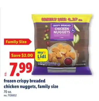 Lidl frozen crispy breaded chicken nuggets, family size offer