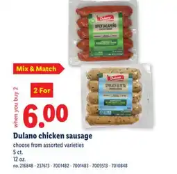 Lidl Dulano chicken sausage offer