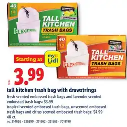 Lidl tall kitchen trash bag with drawstrings offer