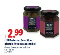 Lidl Lidl Preferred Selection pitted olives in rapeseed oil offer