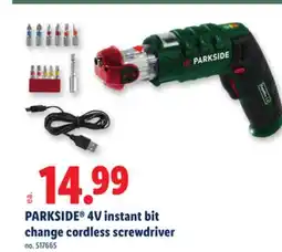 Lidl PARKSIDE 4V instant bit change cordless screwdriver offer