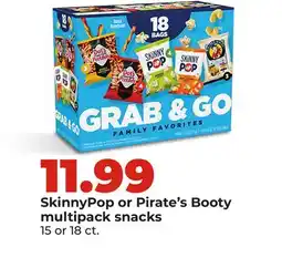 Hy-Vee SkinnyPop or Pirate's Booty multipack snacks offer