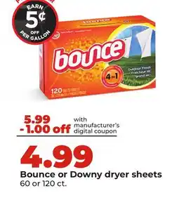 Hy-Vee Bounce or Downy dryer sheets offer