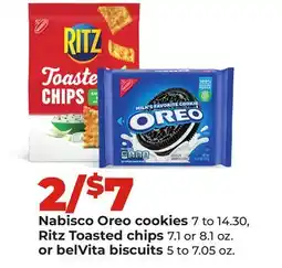 Hy-Vee Nabisco Oreo cookies 7 to 14.30, Ritz Toasted chips 7.1 or 8.1 oz. or belVita biscuits 5 to 7.05 oz offer