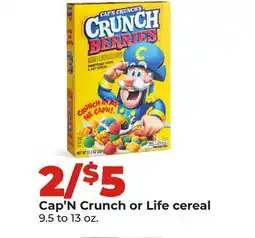 Hy-Vee Cap'N Crunch or Life cereal offer