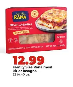 Hy-Vee Family Size Rana meal kit or lasagna offer