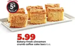 Hy-Vee Bakery-fresh cinnamon crumb coffee cake bars offer