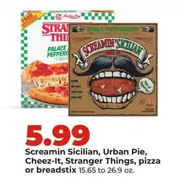 Hy-Vee Screamin Sicilian, Urban Pie, Cheez-It, Stranger Things, pizza or breadstix offer
