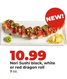 Hy-Vee Nori Sushi black, white or red dragon roll offer