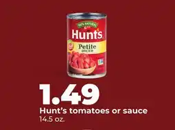 Hy-Vee Hunt's tomatoes or sauce offer
