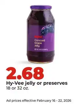 Hy-Vee Hy-Vee jelly or preserves offer