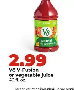 Hy-Vee V8 V-Fusion or vegetable juice offer