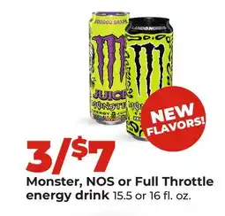 Hy-Vee Monster, NOS or Full Throttle energy drink offer