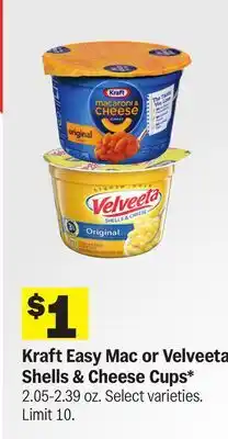 Meijer Kraft Easy Mac or Velveeta Shells & Cheese Cups offer