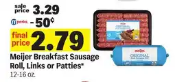 Meijer Meijer Breakfast Sausage Roll, Links or Patties offer