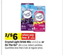 Meijer Crystal Light Drink Mix 1.3-3.2 oz. or On The Go* .06-1.4 oz offer