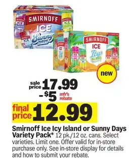 Meijer Smirnoff Ice Icy Island or Sunny Days Variety Pack offer