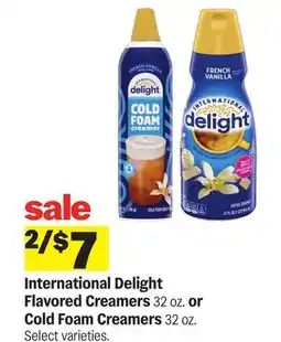Meijer International Delight Flavored Creamers 32 oz. or Cold Foam Creamers 32 oz offer