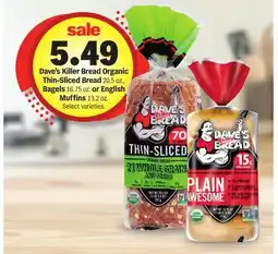 Meijer Dave's Killer Bread Organic Thin-Sliced Bread 20.5 oz., Bagels 16.75 oz. or English Muffins 13.2 oz offer