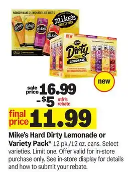 Meijer Mike's Hard Dirty Lemonade or Variety Pack offer