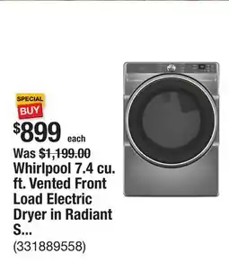 The Home Depot Whirlpool 7.4 cu. ft. Vented Front Load Electric Dryer in Radiant Silver with Steam Capabilities offer