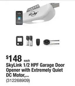 The Home Depot SkyLink 1/2 HPF Garage Door Opener with Extremely Quiet DC Motor, Chain Drive with WiFi Connectivity offer